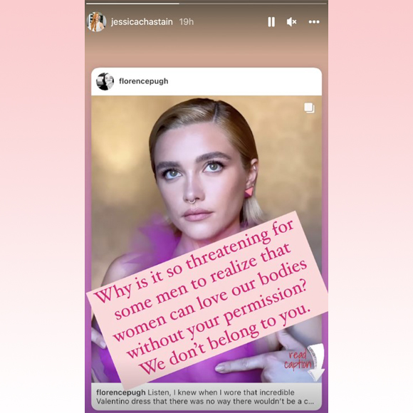 jessica chastain defends florence pugh dress