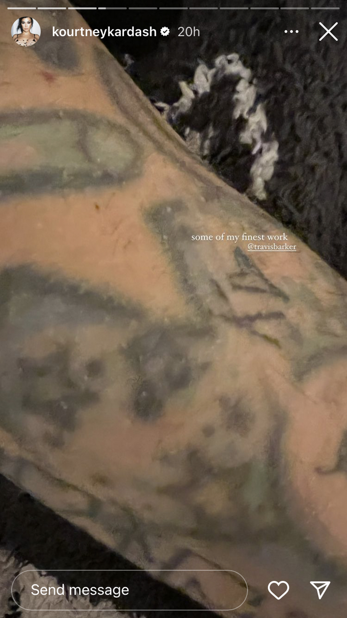 See The Super-Sweet Tattoo Kourtney Kardashian Just Gave Travis Barker: 'My Finest Work'