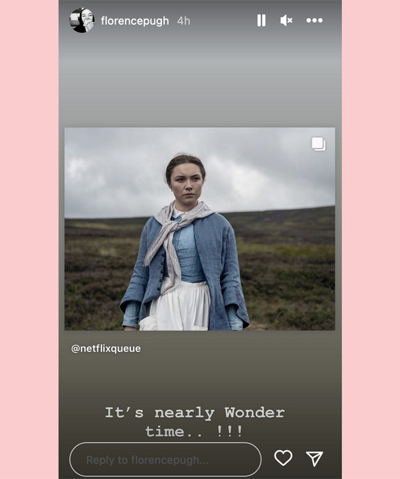 Florence Pugh first look at The Wonder on Instagram Stories