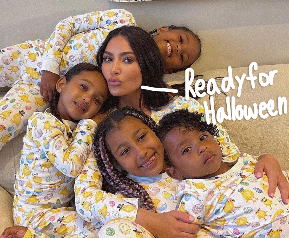 #Kim Kardashian Shares Adorable Pics Of Her Kids Dressed Up As ‘90s Music Icons For Halloween!