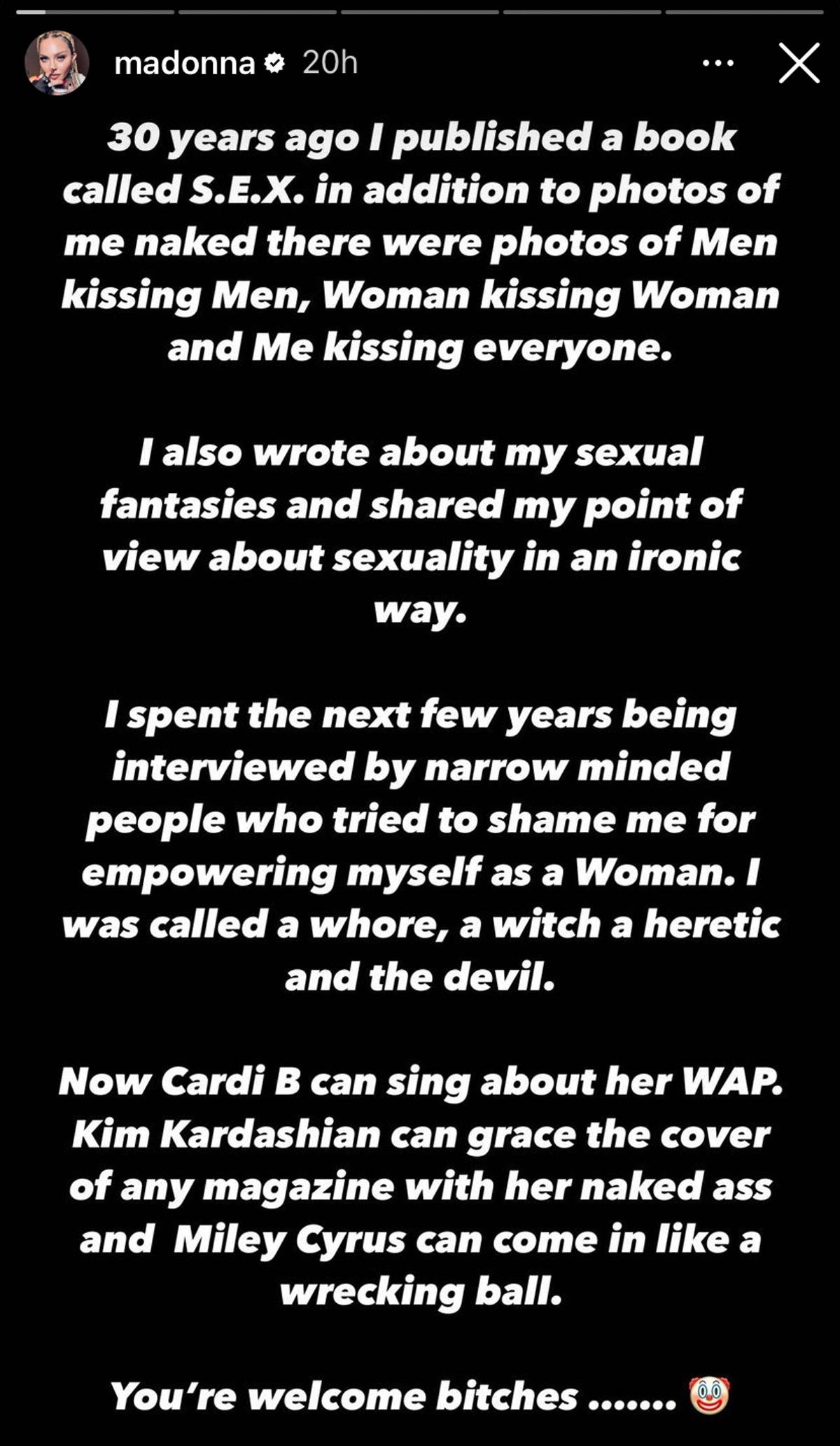 Cardi B Goes Off On Madonna For Calling Her A Bitch And Using Clown Emoji In Sex Book Anniversary