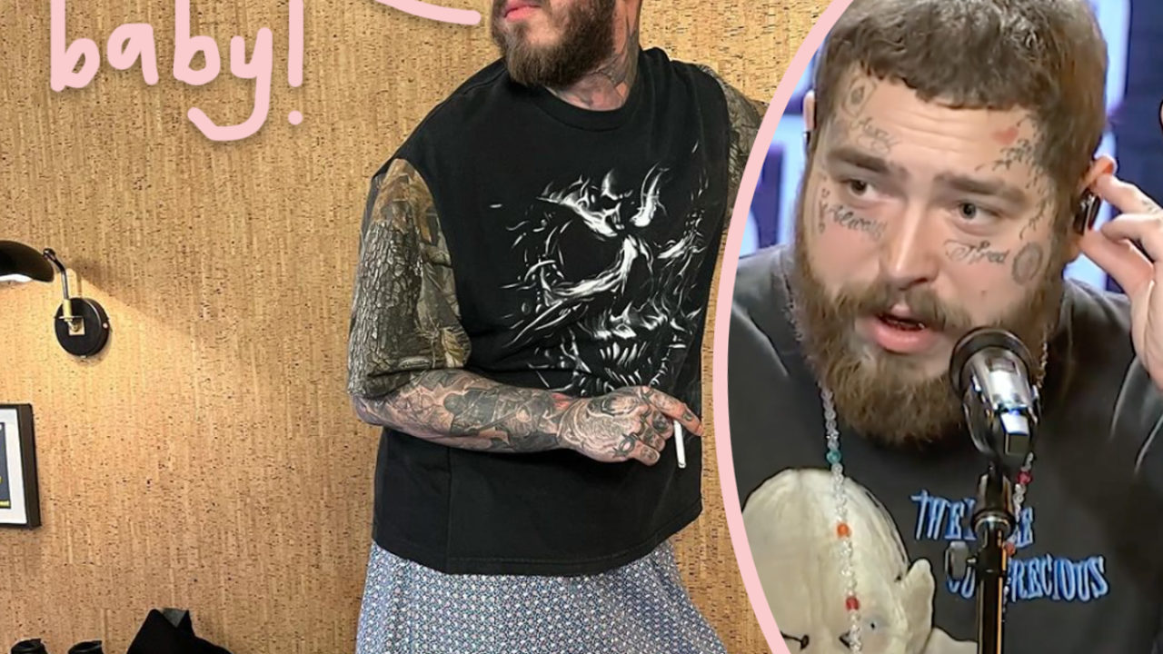 Post Malone Gets Huge Forehead Tattoo Reportedly In Honor Of His Newborn  Daughter  Perez Hilton