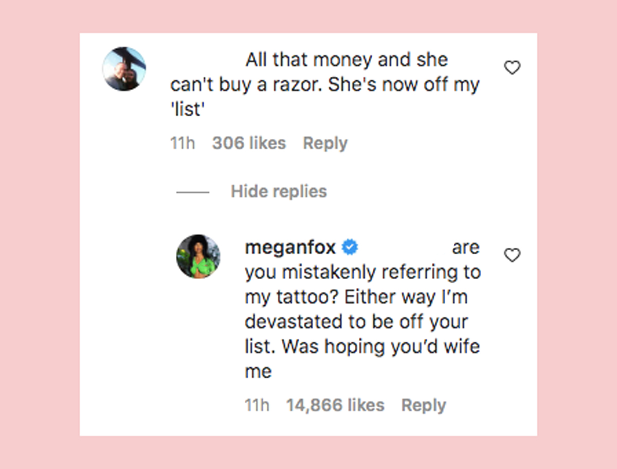 Megan Fox Hilariously Claps Back At Troll Criticizing Her Bikini Line! 