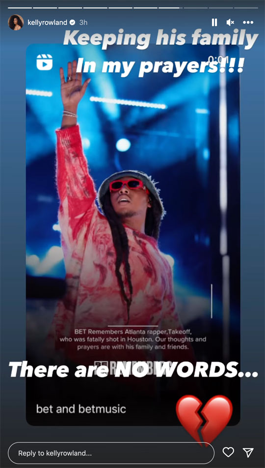 Kelly Rowland Reacts To Takeoff's Death