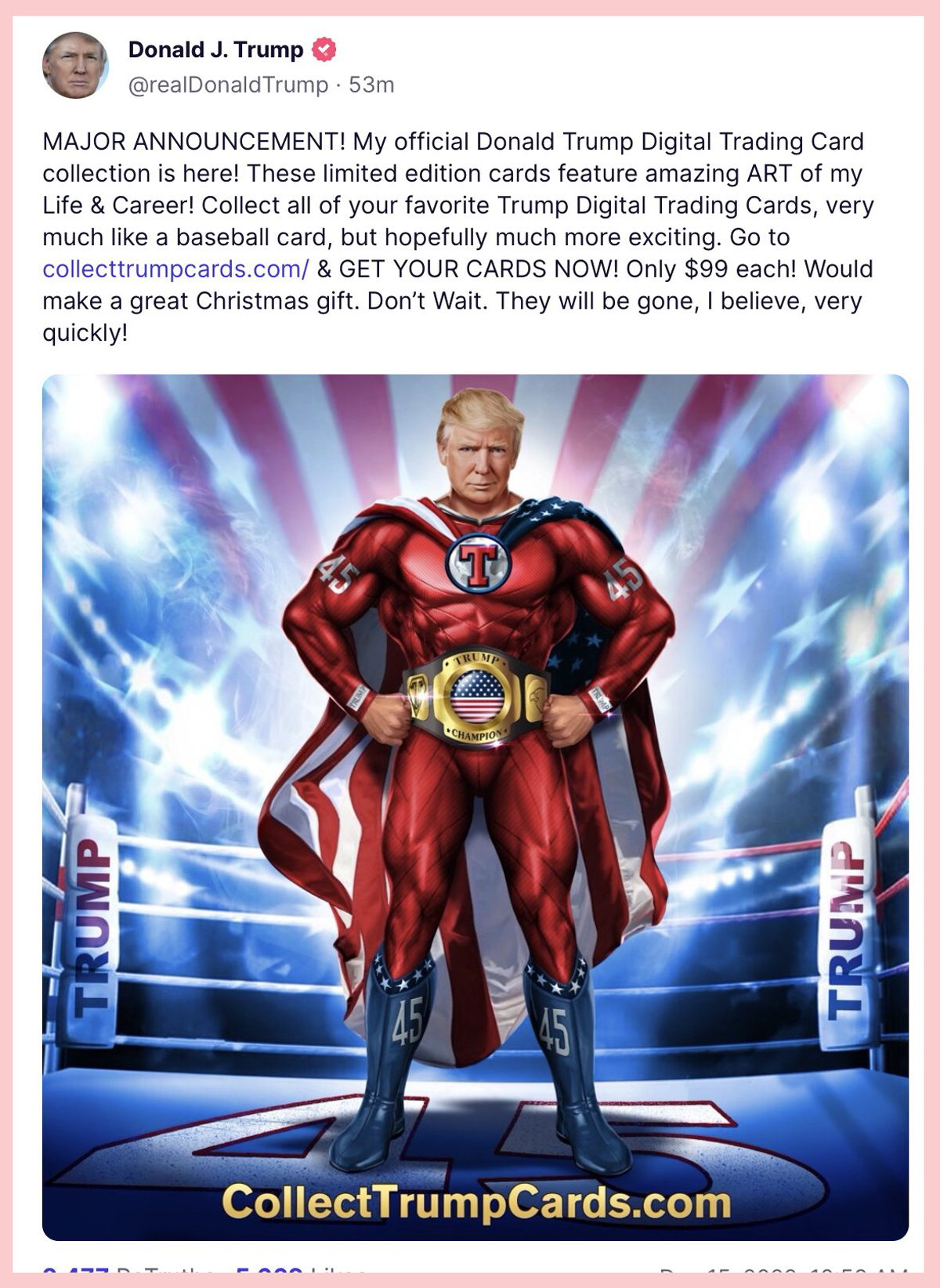 Donald Trump Truth Social Superhero Trading Cards