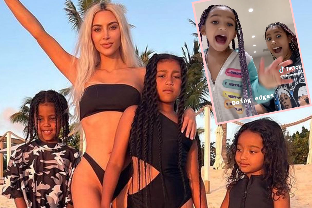 #Kim Kardashian’s Daughters North & Chicago Style Each Other’s Hair In ADORABLE TikTok! WATCH!