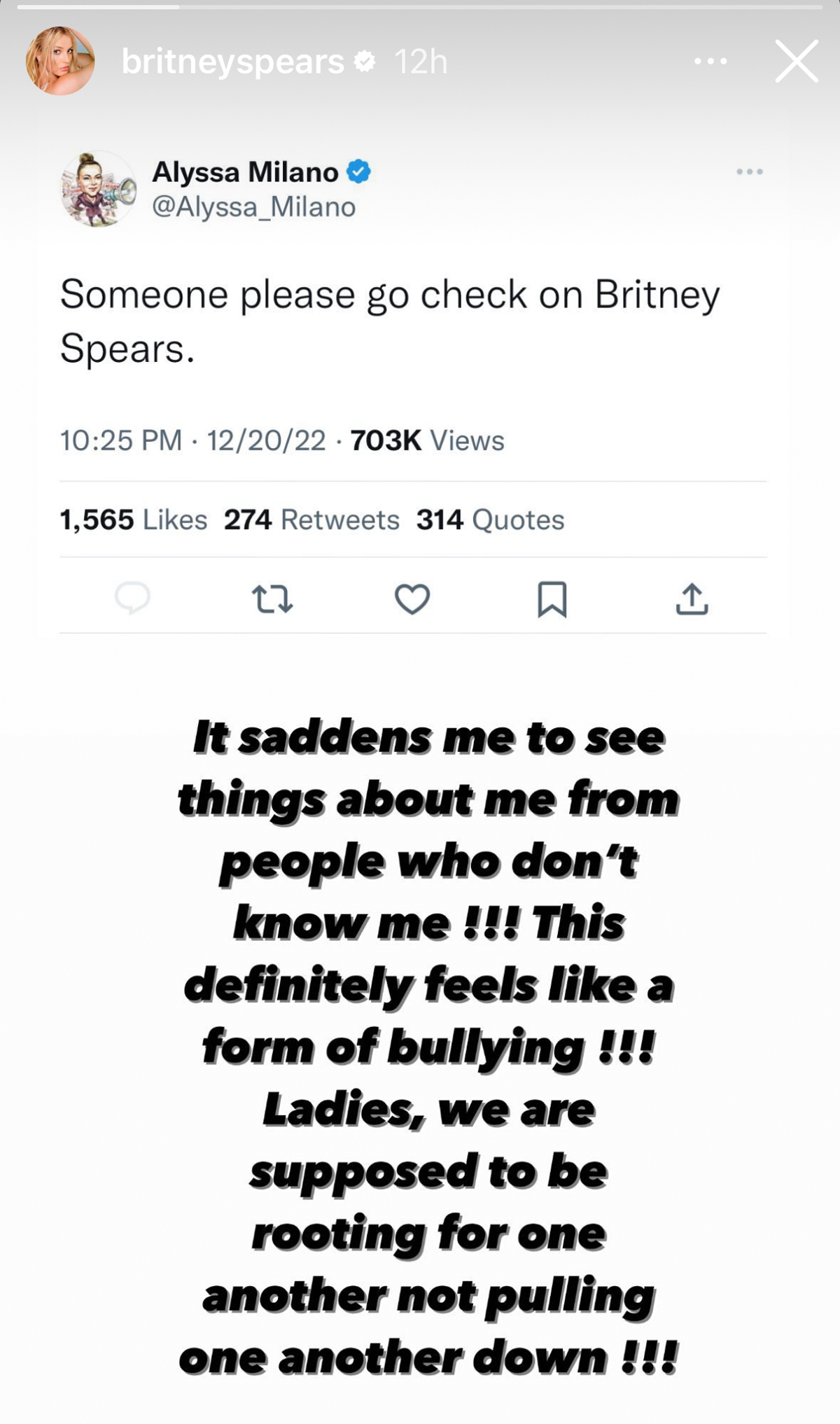 Britney Spears Accuses Alyssa Milano Of ‘Bullying’ After Actress’ Tweet Asking To ‘Check On’ Her