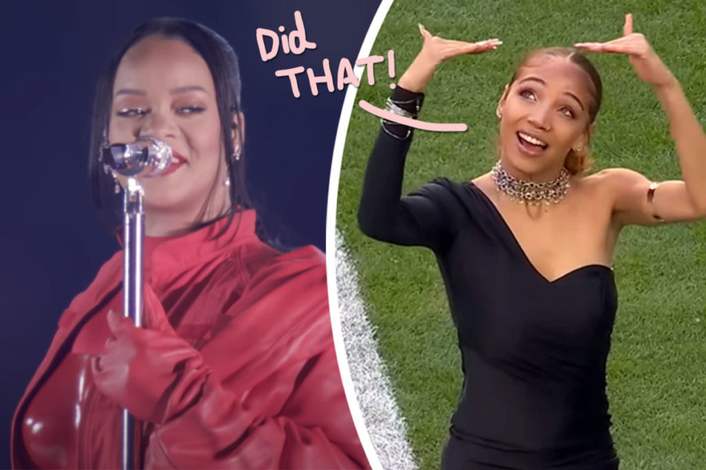 Interpreter Justina Miles performance at the Rihanna's Super Bowl