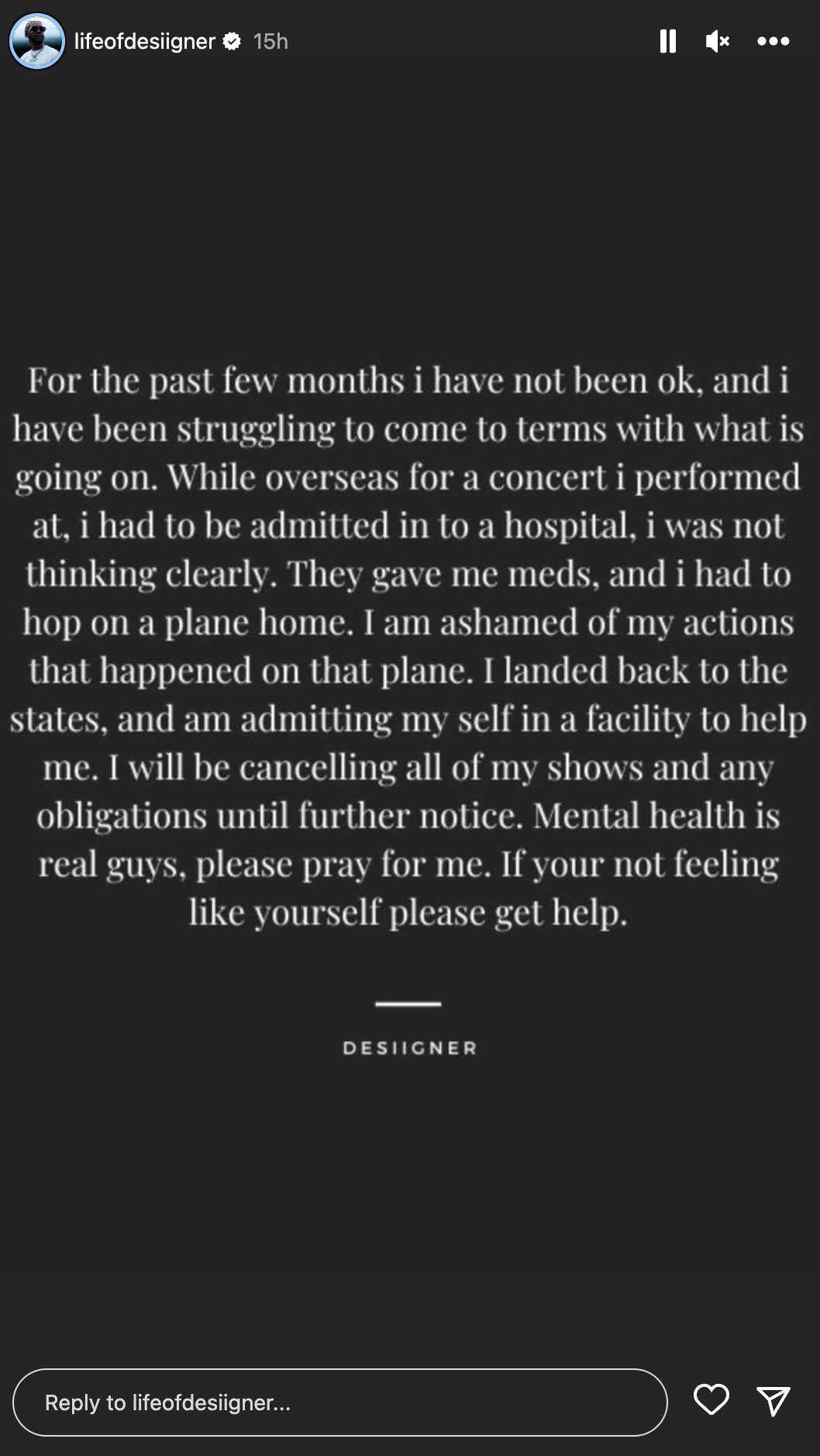 Desiigner Statement On Mental Health
