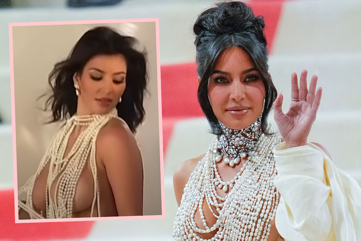 Kim Kardashian Dripping in Pearls at Met Gala in Schiaparelli Dress – The  Hollywood Reporter