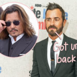 Justin Theroux Shows Support For Johnny Depp With Bizarre Trial T-Shirt!