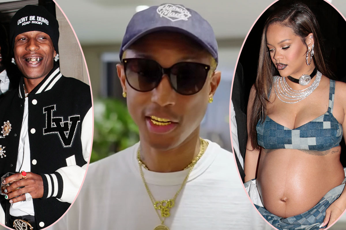 Pharrell Williams Gets Support From Pregnant Rihanna, A$AP Rocky, & MORE  For Louis Vuitton Fashion Show! - Perez Hilton