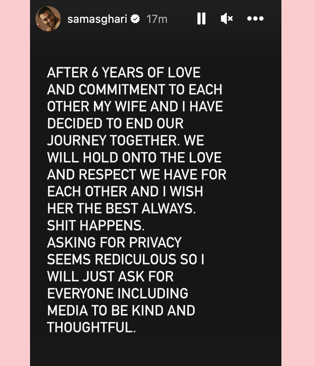 Sam Asghari Britney Spears Divorce Statement