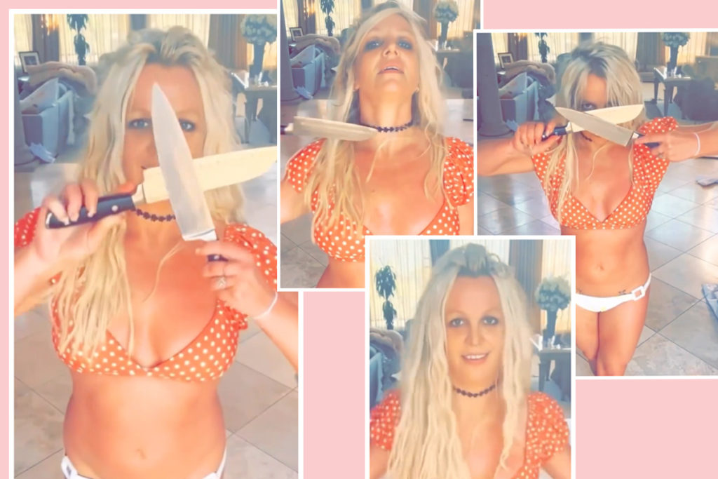 Britney Spears Posts Another Video Of Herself Dancing With Two Large Knives Omg Perez Hilton 1855