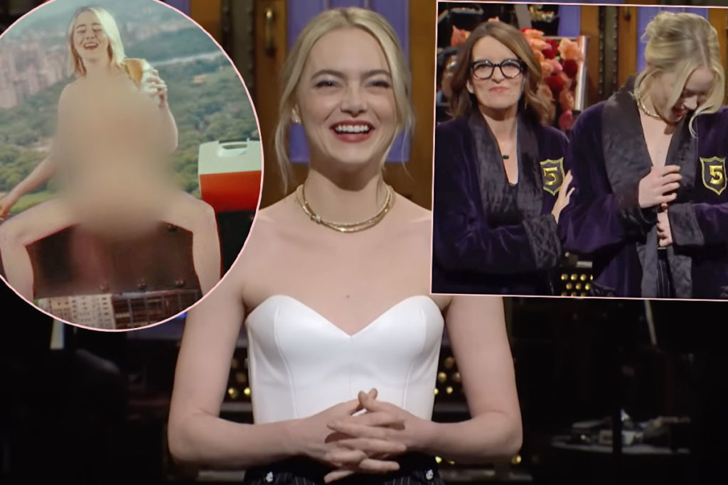 Emma Stone Goes Fully Naked In NYC For SNL As Tina Fey Inducts  