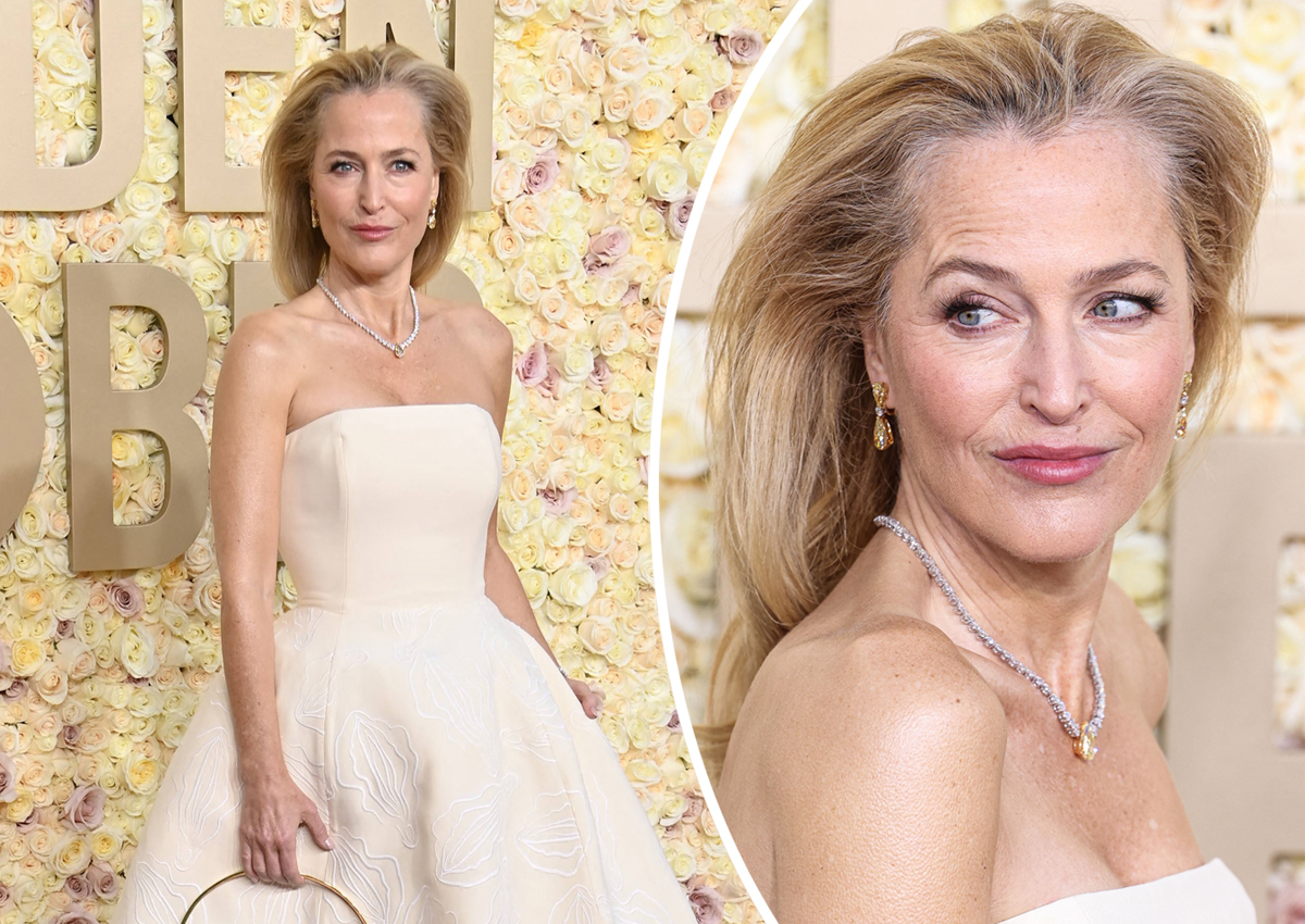 Gillian Anderson Explains Jaw Dropping Nsfw Golden Globes Dress Detail Perez Hilton