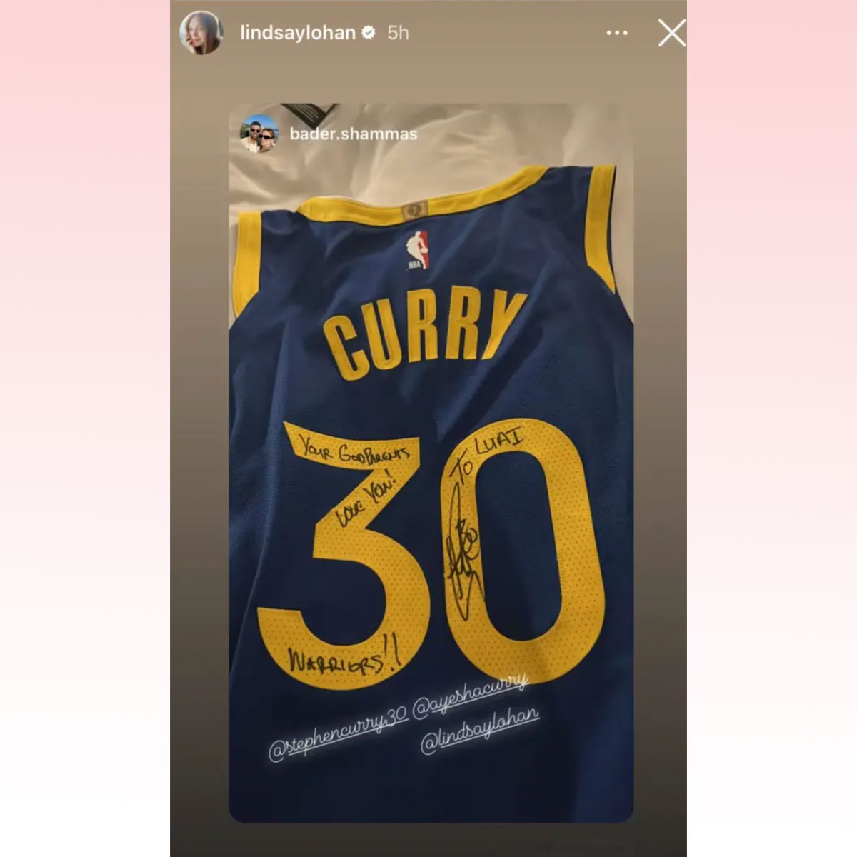 Steph Curry Signed Jersey For Lindsay Lohan's Son