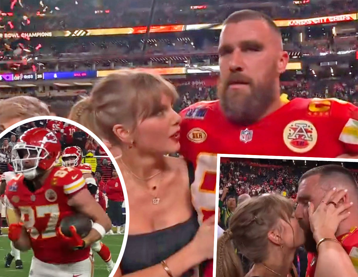 #Taylor Swift Sweetly Makes Out With Travis Kelce After Nail-Biting Super Bowl WIN!!!