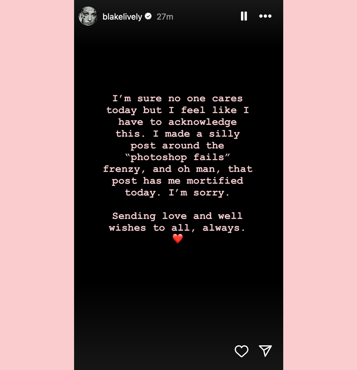 Blake Lively Instagram Story Apology Kate Middleton joke