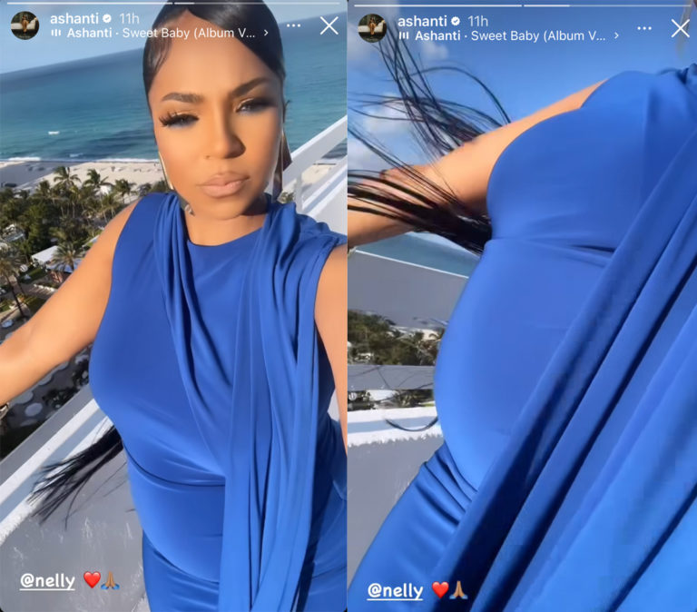 Ashanti Shows Off Baby Bump After Confirming She & Nelly Are Pregnant ...