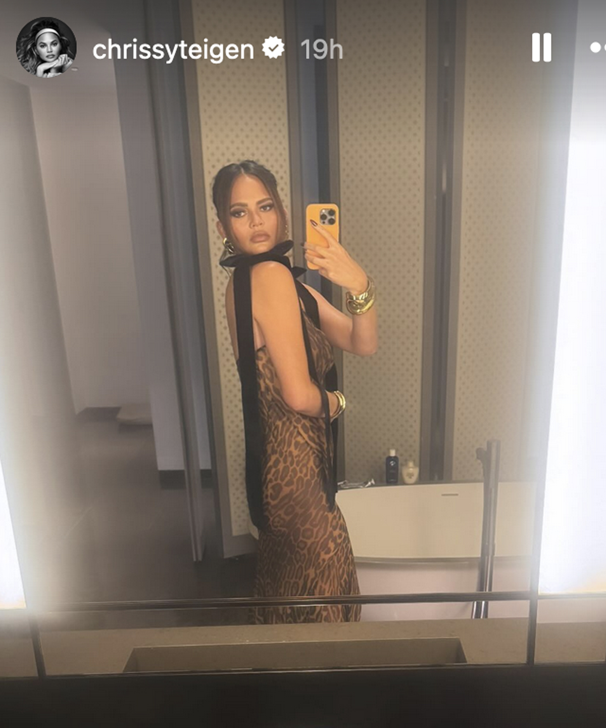 Chrissy Teigen see-through dress mirror selfie