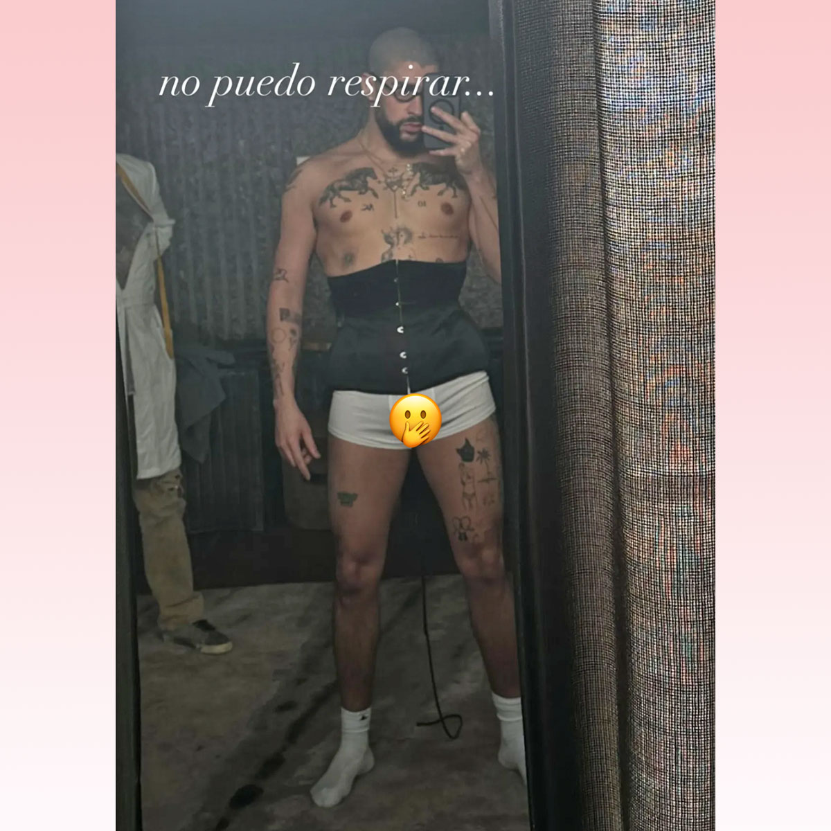 Bad Bunny NSFW Mirror Selfie In A Corset & Underwear