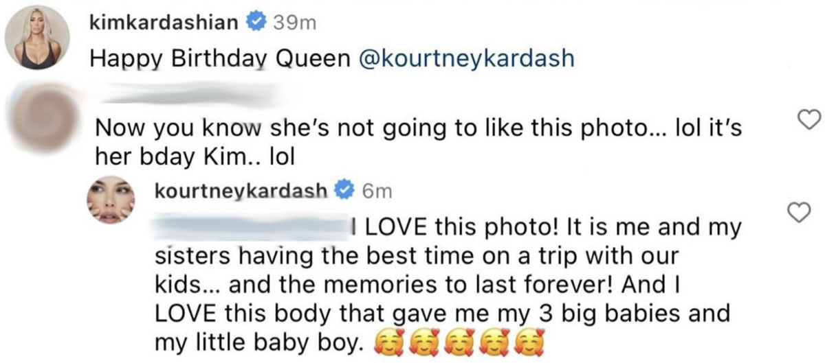 Kourtney Kardashian SLAMS Fan Who Claims Sis Kim Purposely Posted An Ugly Pic For Her Birthday!