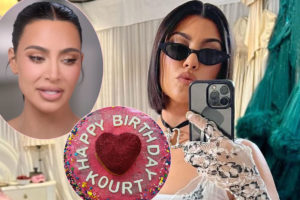 Kourtney Kardashian Shows Off Birthday Cake Making Fun Of Kim’s ‘Least