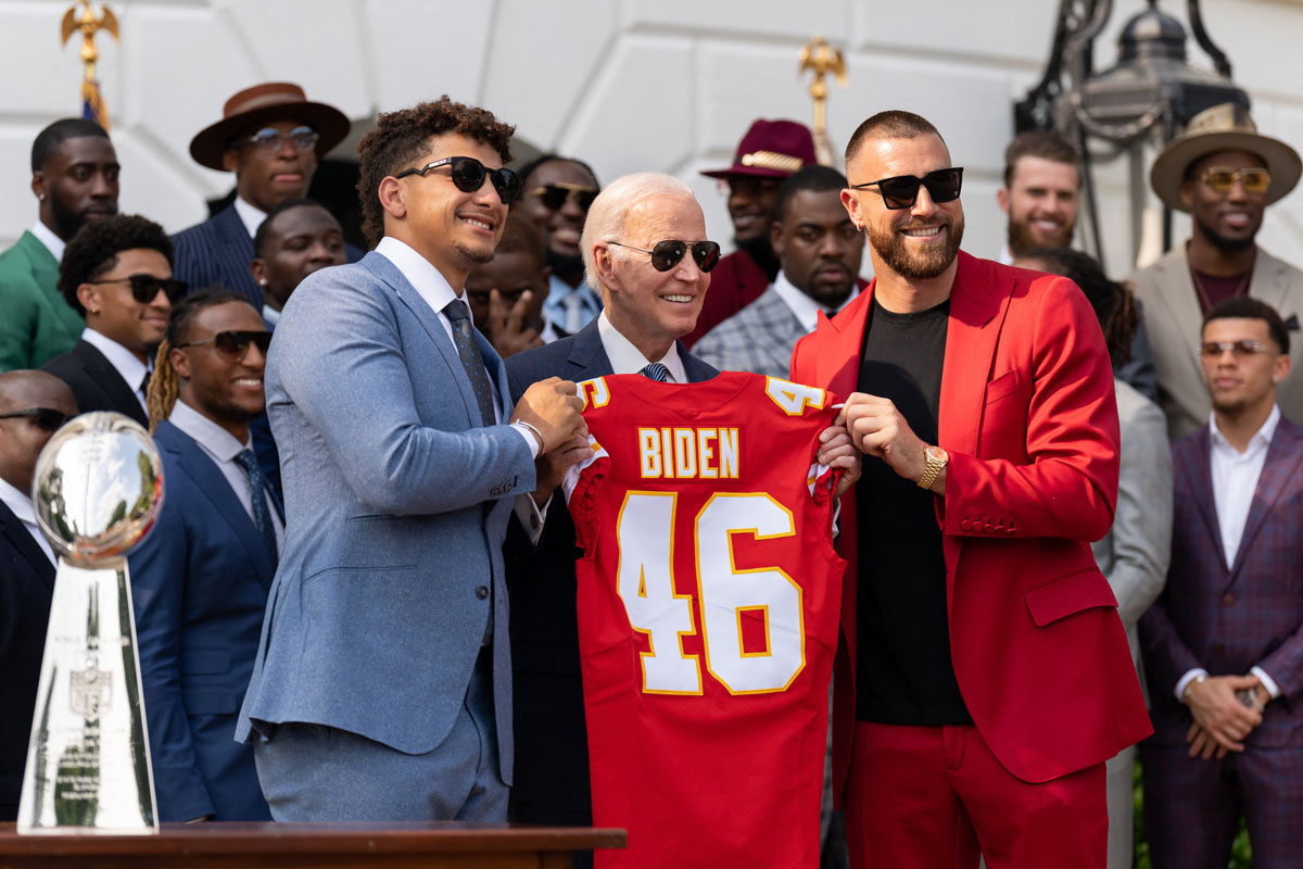 patrick mahomes travis kelce joe biden 2023