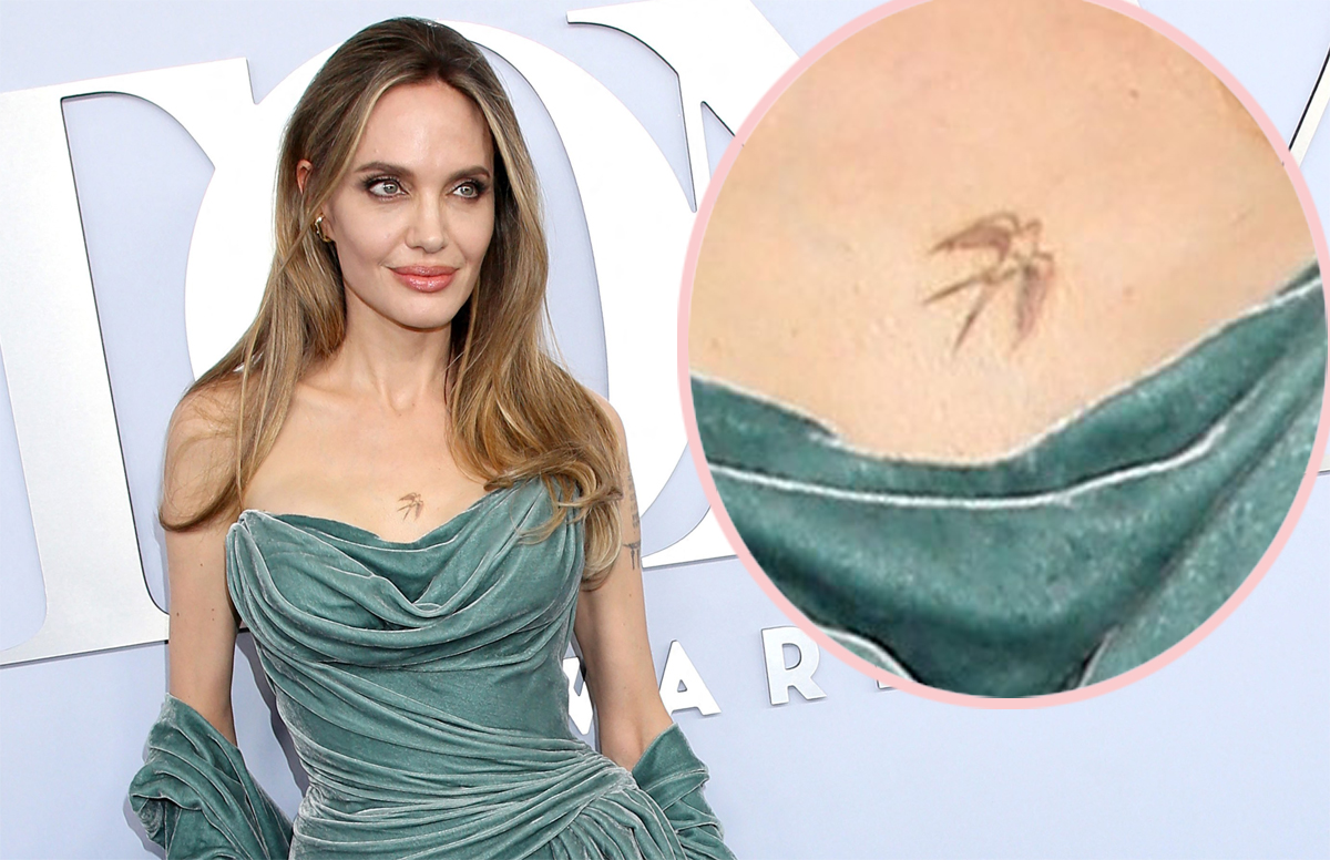 Angelina Jolie Chest Tattoo closeup