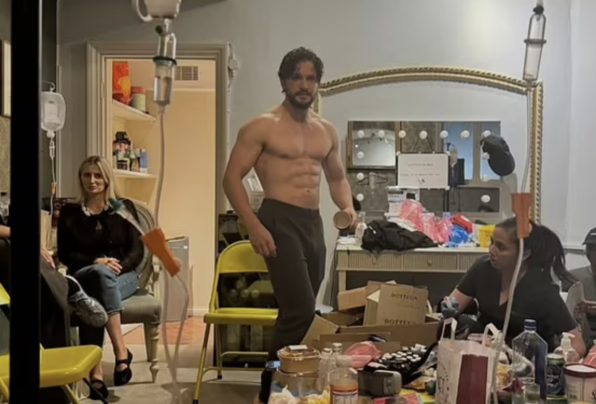 Kit Harington shirtless backstage Slave Play Jeremy O Harris Instagram