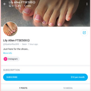 Lily Allen Launches An OnlyFans Of Just FEET PICS For Foot Fetishists