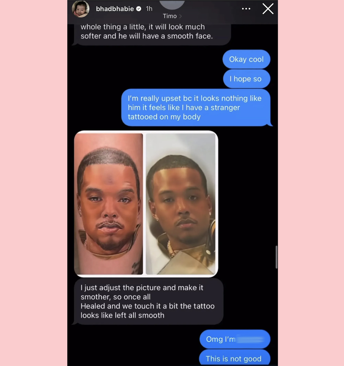 Bhad Bhabie BLASTS Tattoo Parlor For Botched Tattoo Of Baby Daddy's Face! This Is BRUTAL