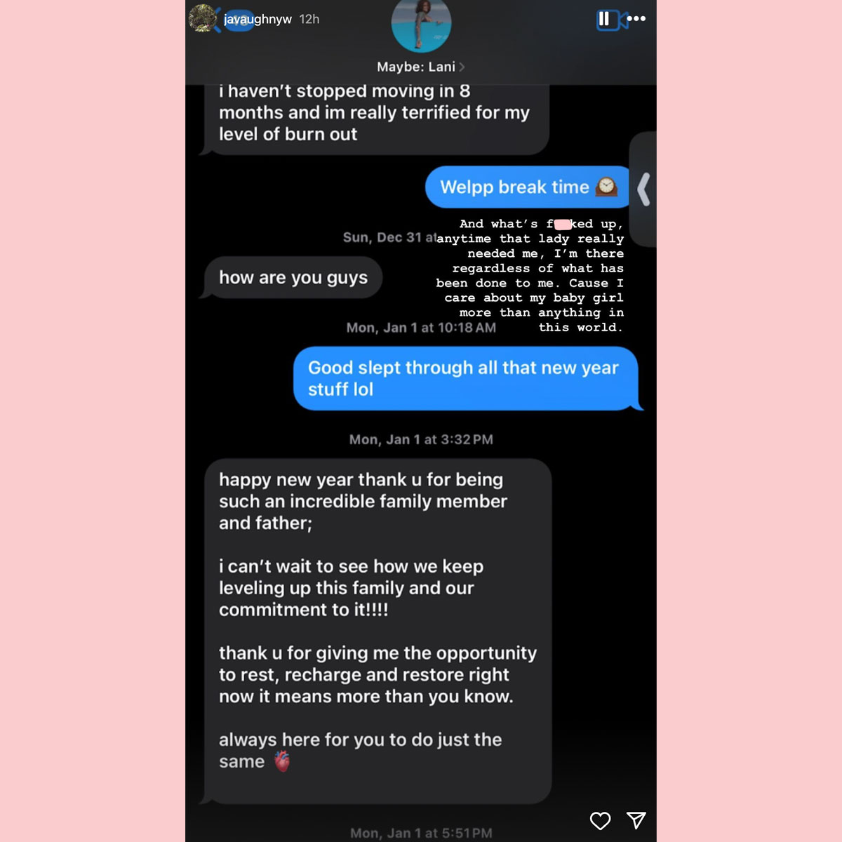 Kehlani's ex Javaughn shares alleged text exchanges