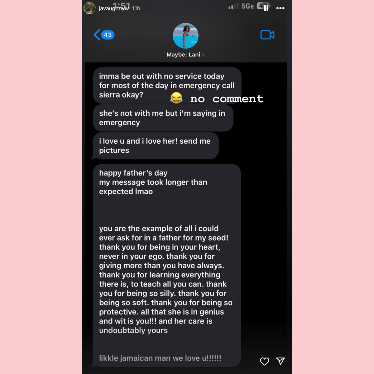 Kehlani's ex Javaughn shares alleged text exchanges