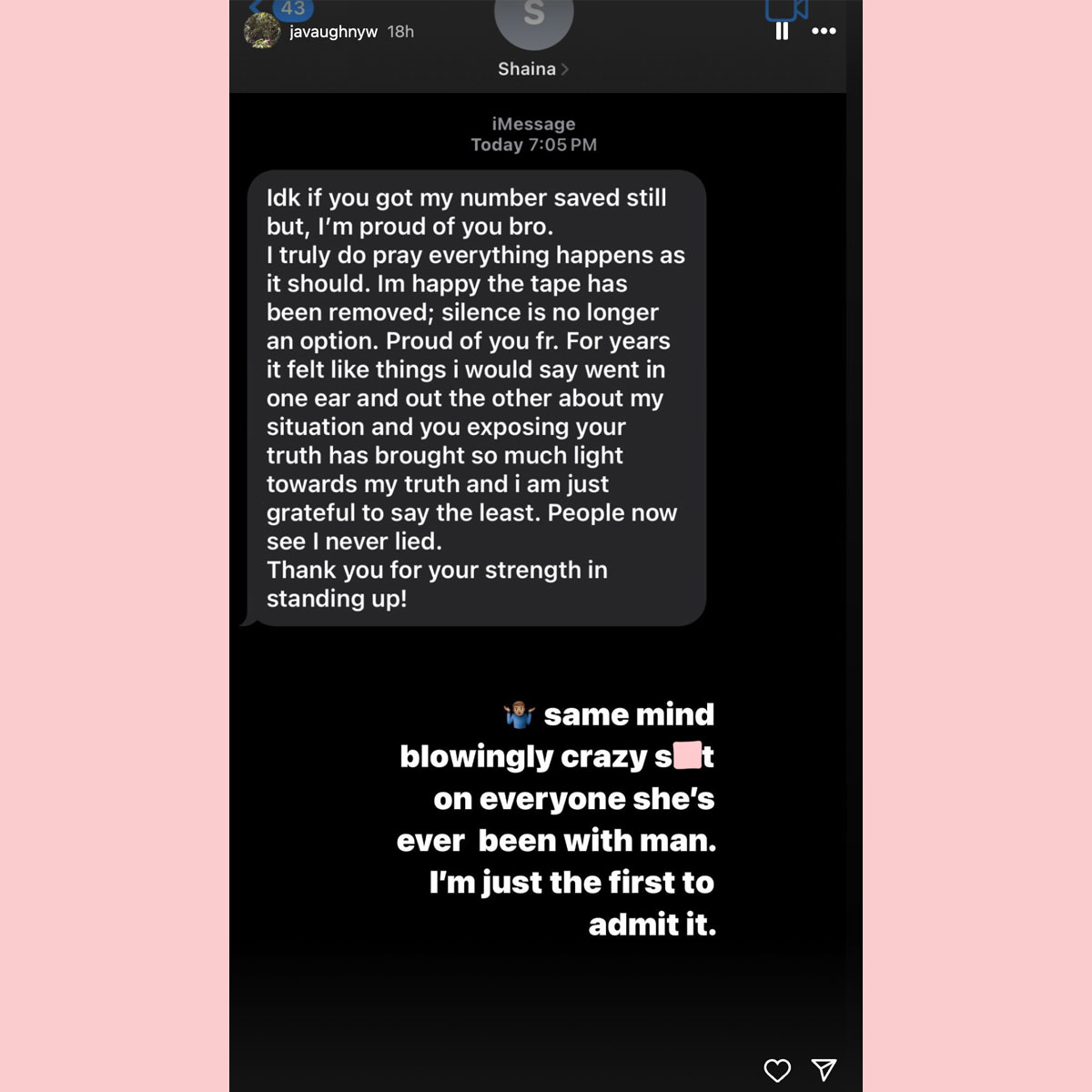 Kehlani's ex Javaughn shares alleged text exchanges