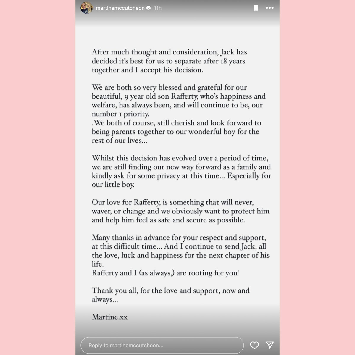 Martine McCutcheon announces divorce