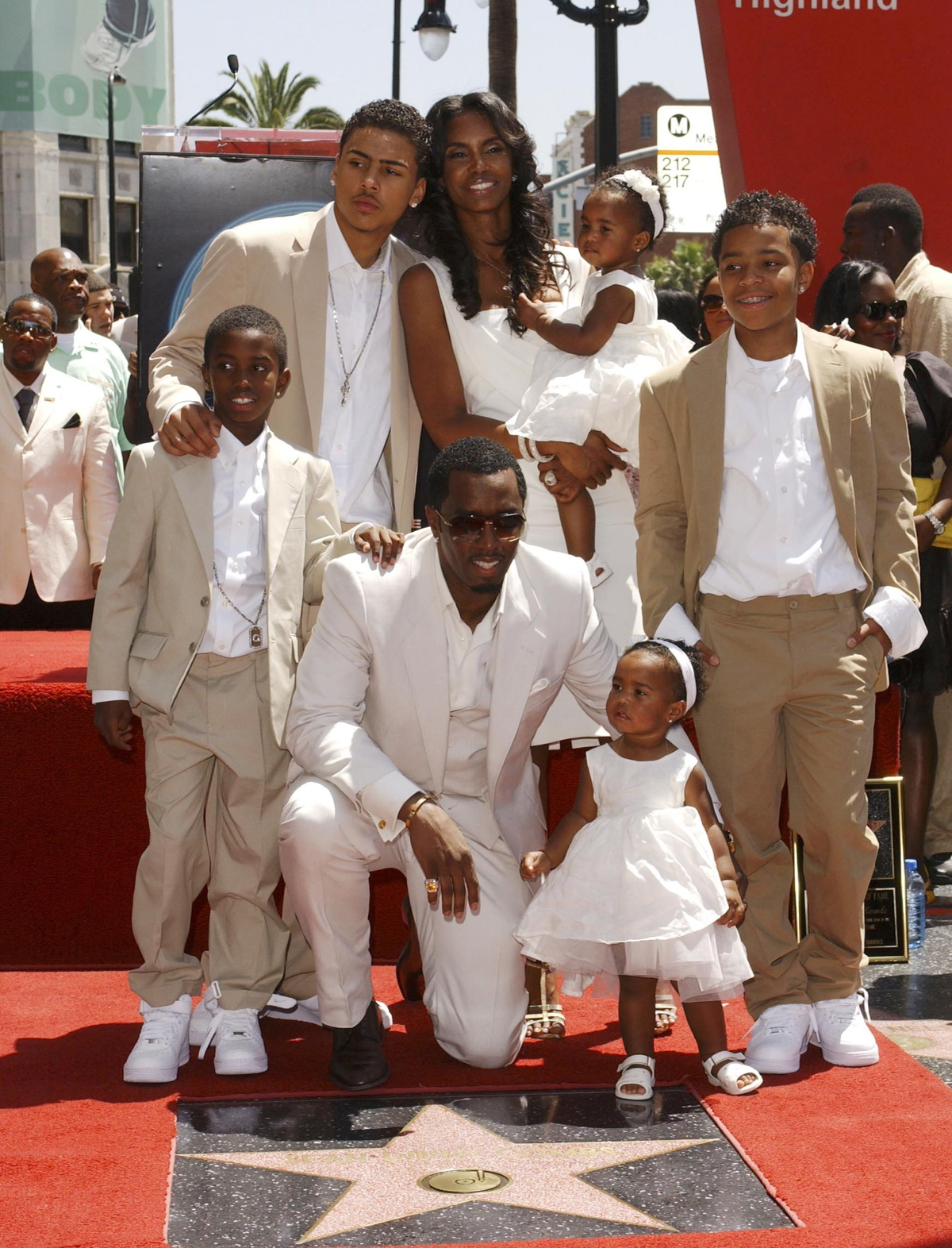 Diddy and Kim Porter with their kids at his Hollywood Walk of Fame Star ceremony in 2008