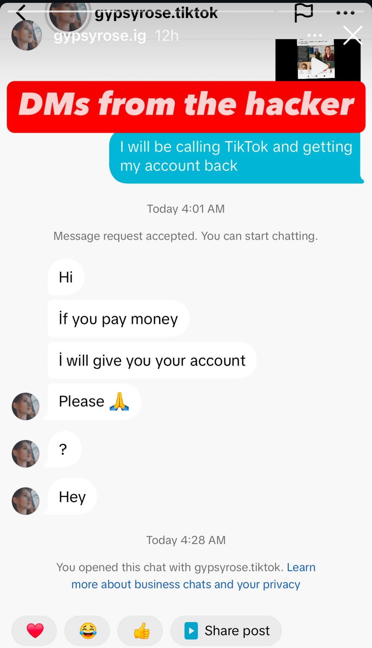 Gypsy Rose Blanchard's TikTok HACKED