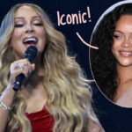 OMG! Watch Mariah Carey Sign Rihanna’s Boob During Christmas Concert!