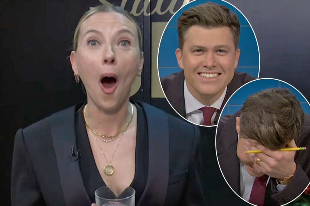 Watch Scarlett Johansson's Jaw DROP As Husband Colin Jost Is Forced To Read RAUNCHY Jokes About Her On SNL!