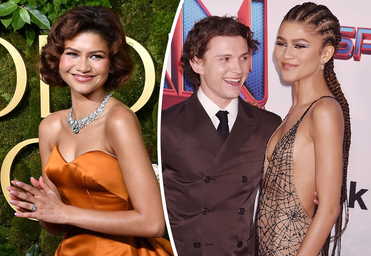Zendaya and Tom Holland smiling and happy