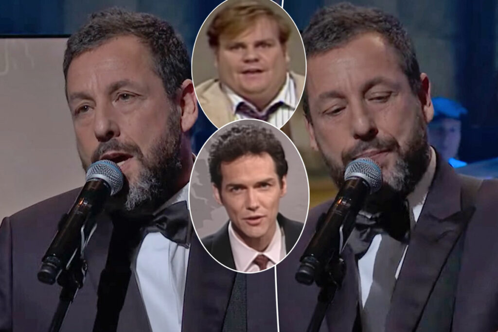 Adam Sandler Cries Singing About Fallen Friends Chris Farley & Norm Macdonald At SNL 50