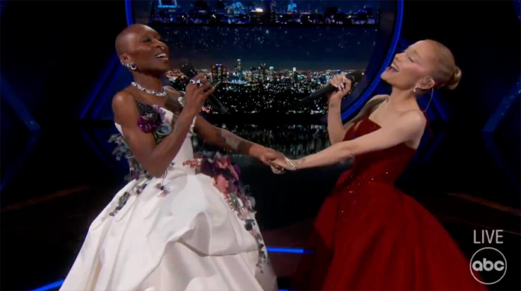 Ariana Grande and Cynthia Erivo perform Defying Gravity at the 2025 Oscars