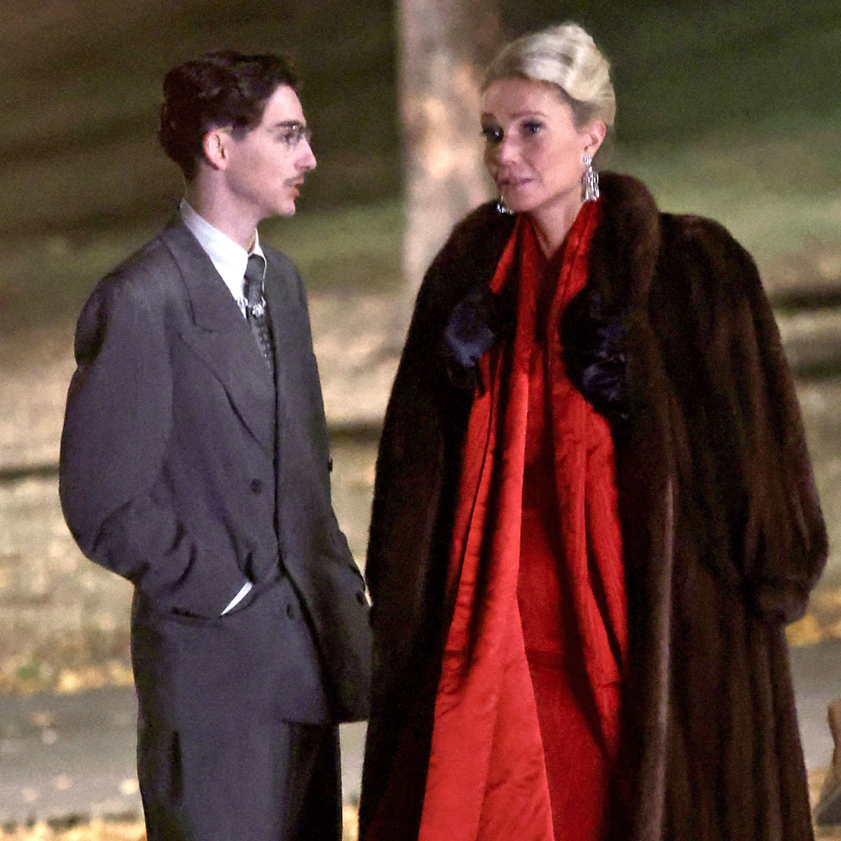 Gwyneth Paltrow and Timothée Chalamet on set of Marty Supreme