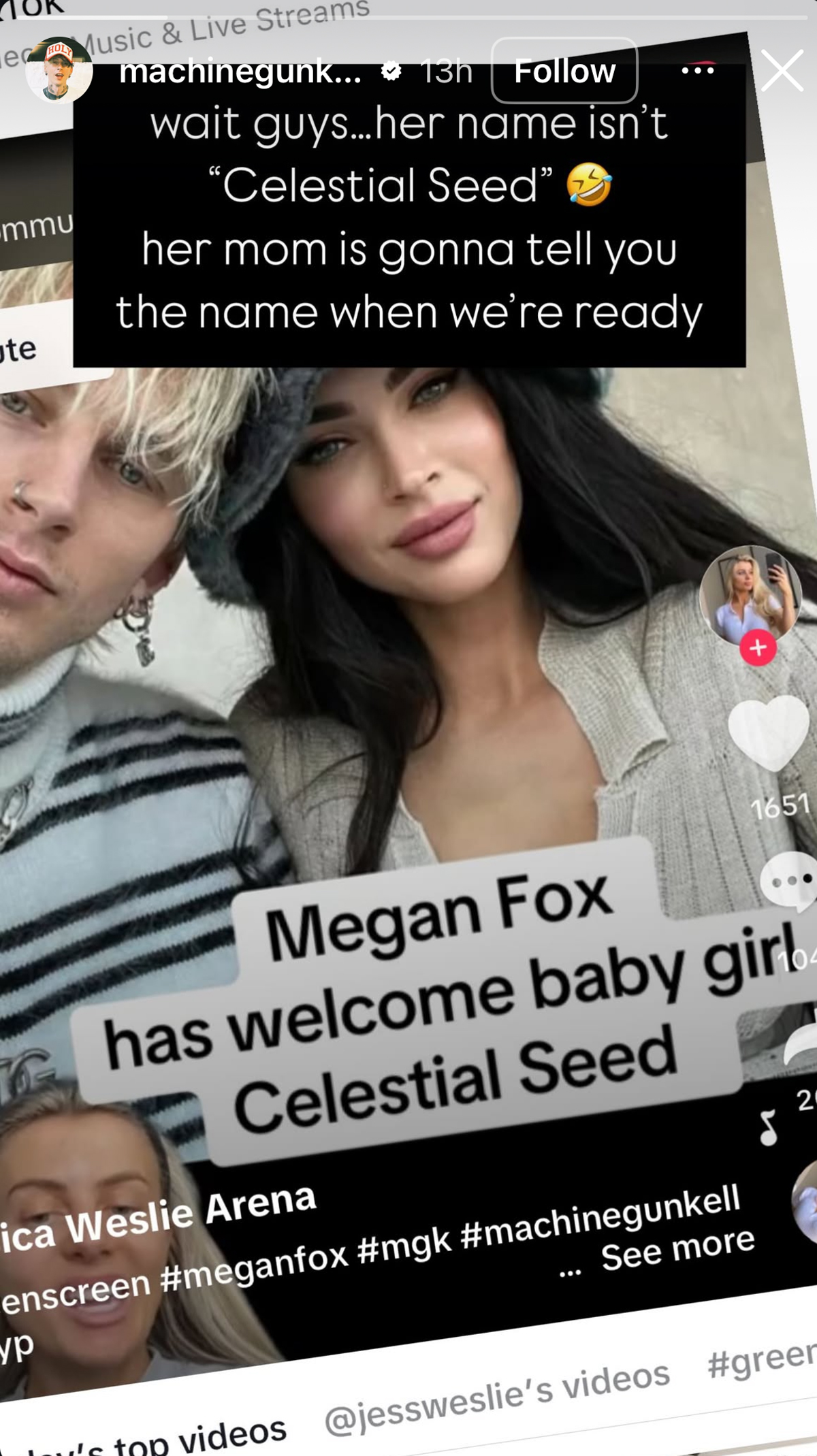 MGK Clears Up Confusion Over His & Megan Fox’s Newborn Daughter’s Name