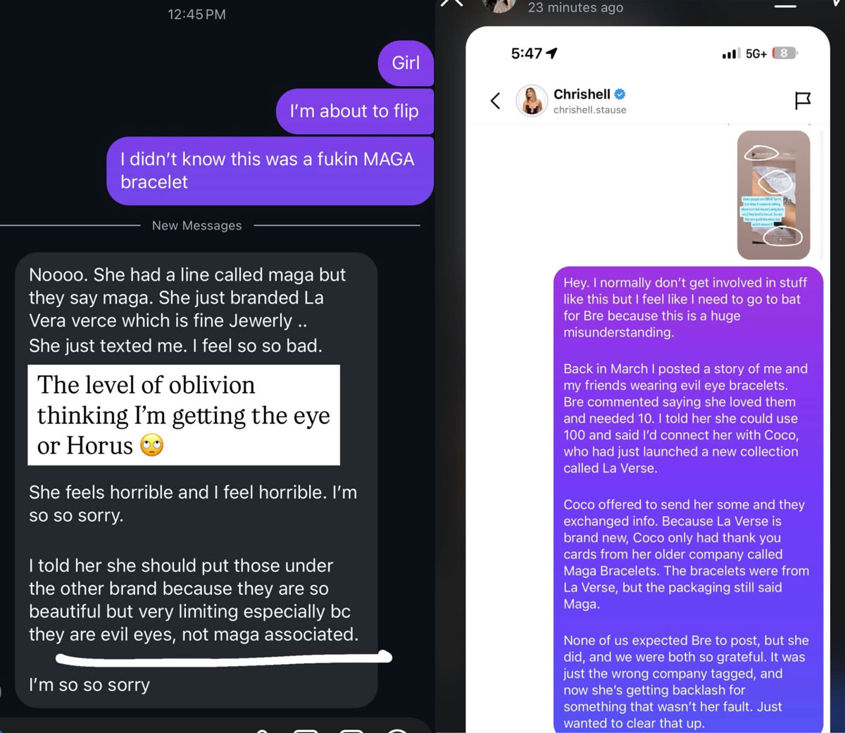 Chrishell Stause Throws Shade at Selling Sunset’s Bre After Being ‘Triggered’ by MAGA Bracelet Post
