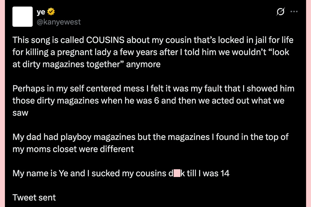 Kanye West reveals incestuous relationship with male cousin as teens
