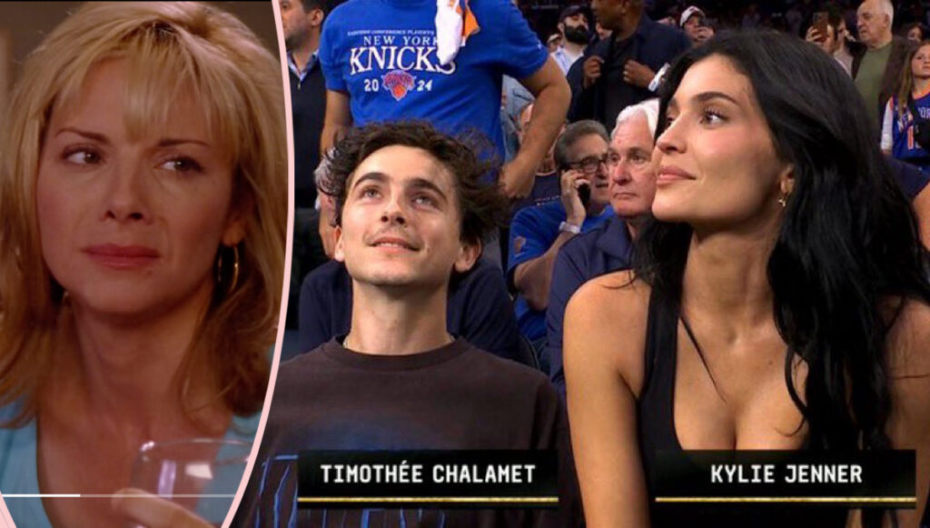 Kylie Jenner SATC Clip watching the Knicks with Timothee Chalamet