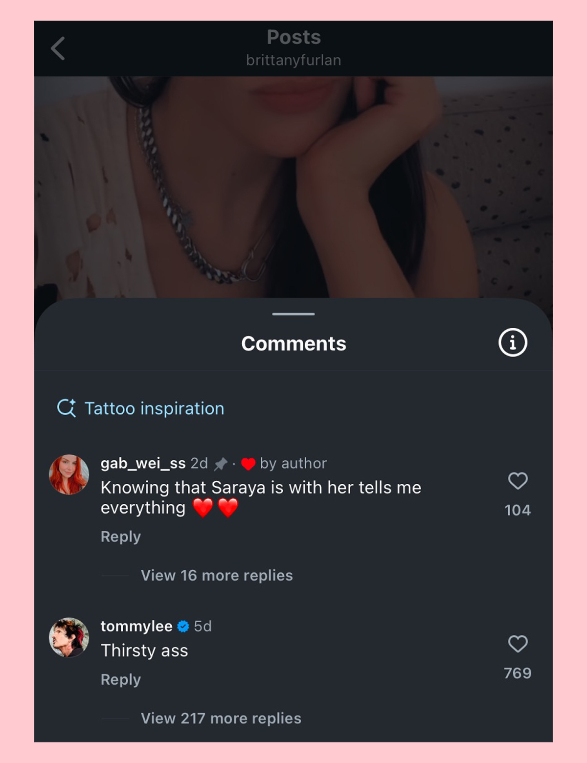 The WILD Comments Tommy Lee Has Been Leaving On Brittany Furlan's Instagram Amid Ronnie Radke Catfishing Scandal!